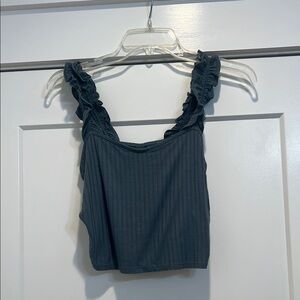 Wild Fable Women's Ruffled Strap Top - Dark blue gray size small.